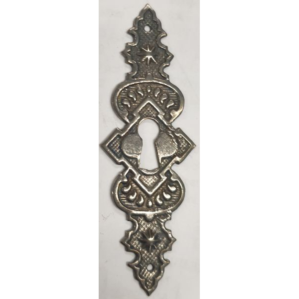 Schlüsselschild, altverzinnt, Gründerzeit Möbelschild